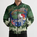 Aussie Festive Koala Christmas Bomber Puffer Jacket Koala-ty Time Flag Hammock Green Style