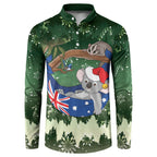Aussie Festive Koala Christmas Button Sweatshirt Koala-ty Time Flag Hammock Green Style