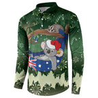 Aussie Festive Koala Christmas Button Sweatshirt Koala-ty Time Flag Hammock Green Style