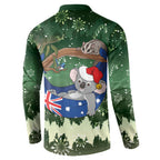 Aussie Festive Koala Christmas Button Sweatshirt Koala-ty Time Flag Hammock Green Style