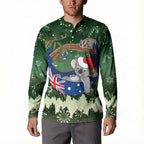 Aussie Festive Koala Christmas Button Sweatshirt Koala-ty Time Flag Hammock Green Style