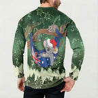 Aussie Festive Koala Christmas Button Sweatshirt Koala-ty Time Flag Hammock Green Style