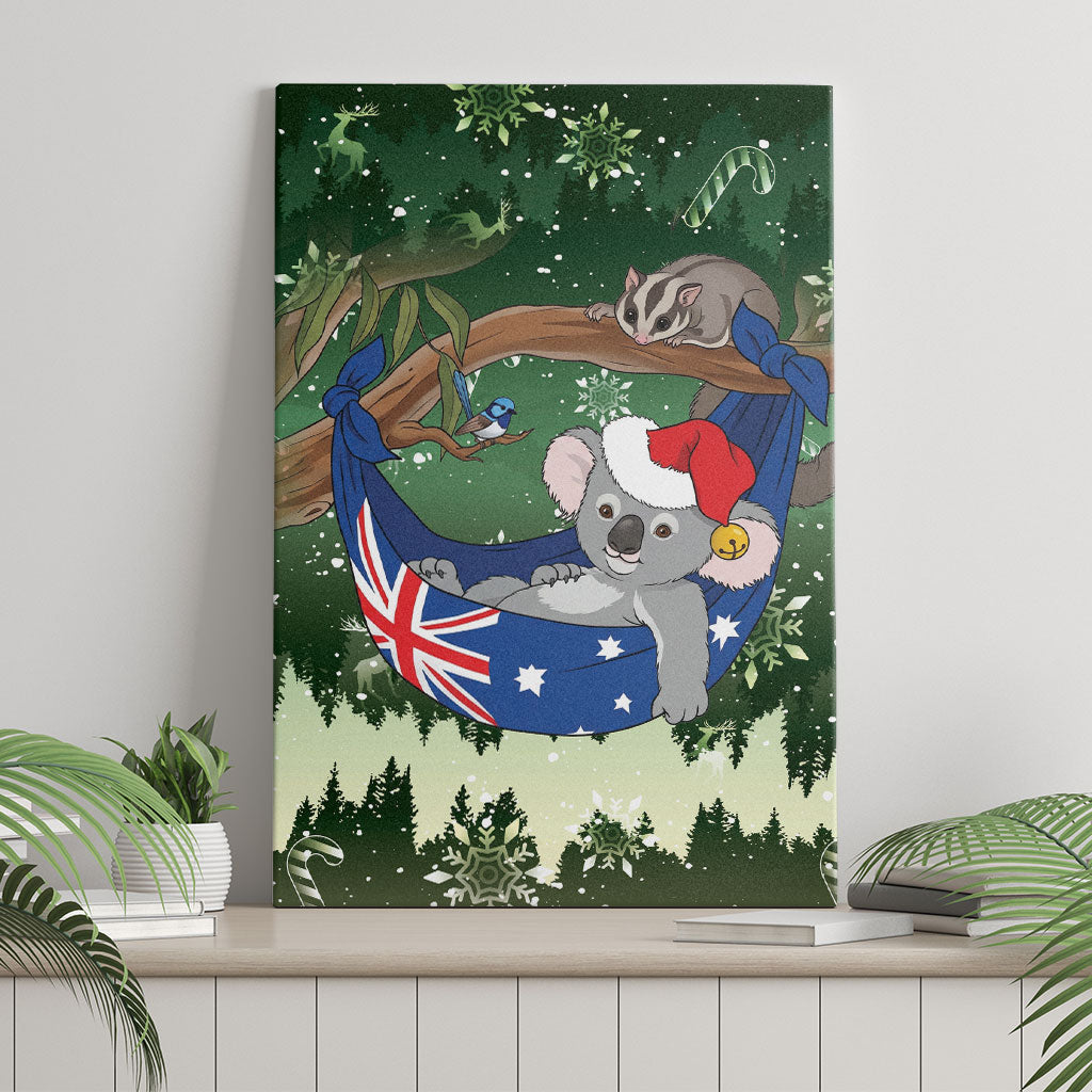 Aussie Festive Koala Christmas Canvas Wall Art Koala-ty Time Flag Hammock Green Style