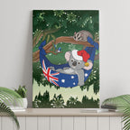 Aussie Festive Koala Christmas Canvas Wall Art Koala-ty Time Flag Hammock Green Style