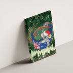 Aussie Festive Koala Christmas Canvas Wall Art Koala-ty Time Flag Hammock Green Style