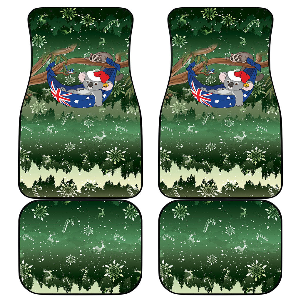Aussie Festive Koala Christmas Car Mats Koala-ty Time Flag Hammock Green Style