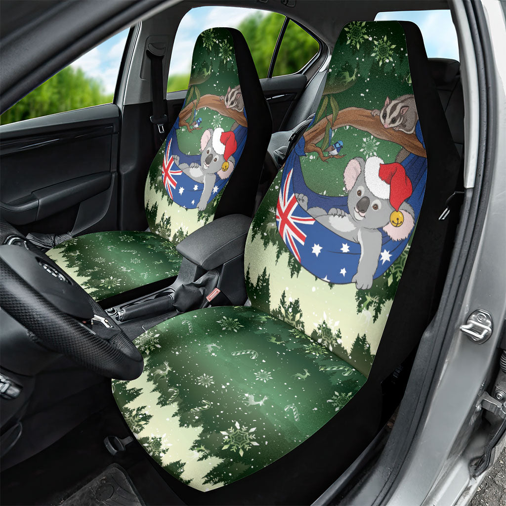 Aussie Festive Koala Christmas Car Seat Cover Koala-ty Time Flag Hammock Green Style