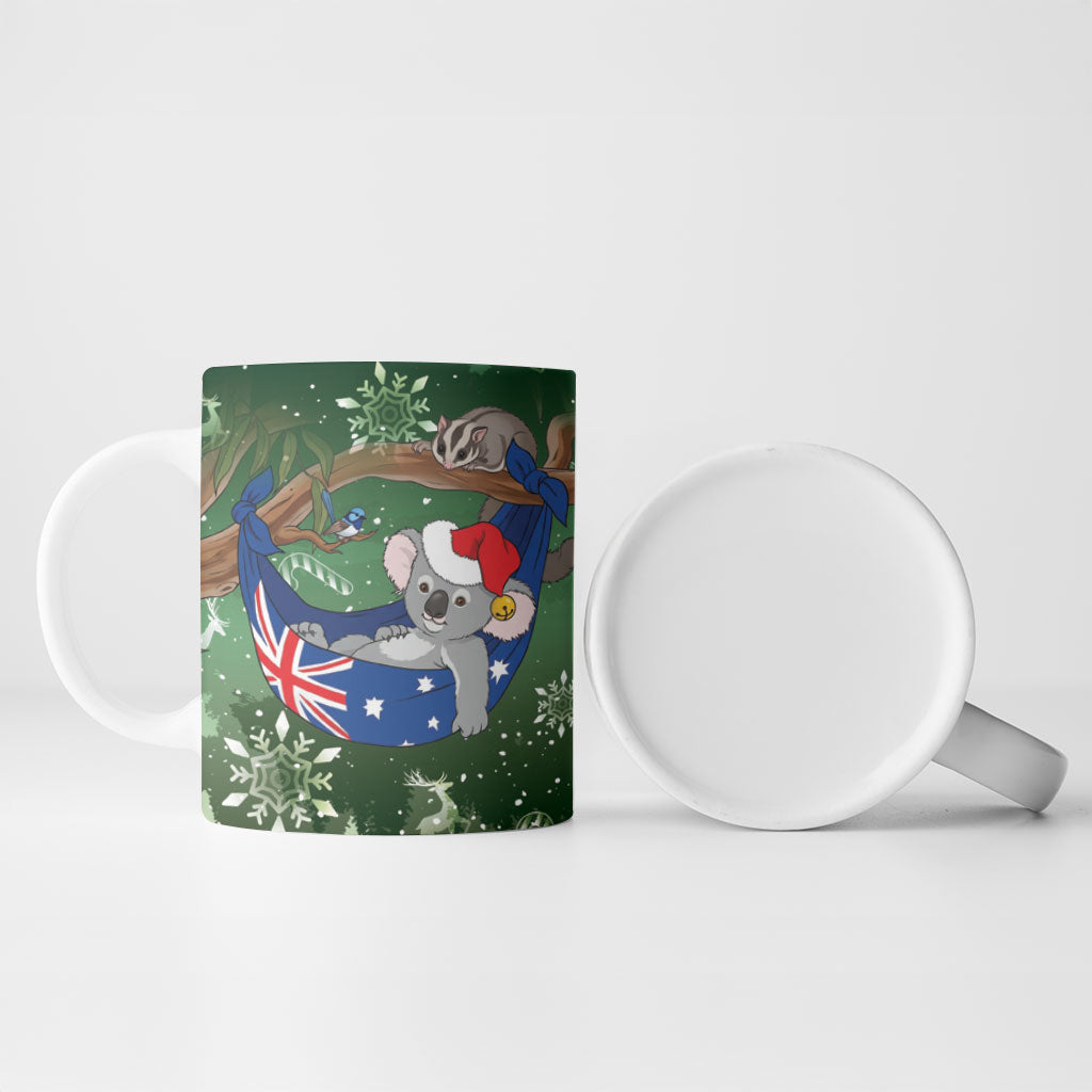 Aussie Festive Koala Christmas Ceramic Mug Koala-ty Time Flag Hammock Green Style