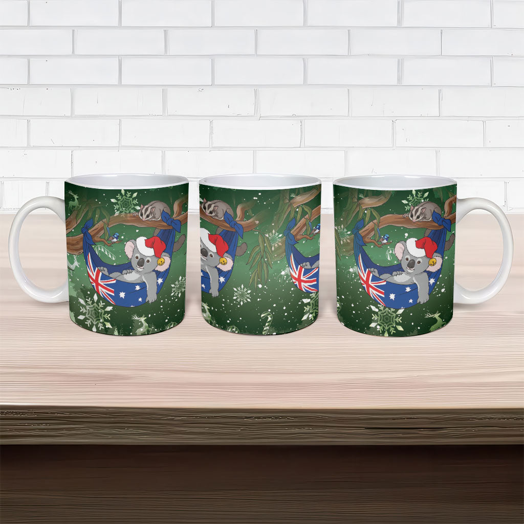 Aussie Festive Koala Christmas Ceramic Mug Koala-ty Time Flag Hammock Green Style