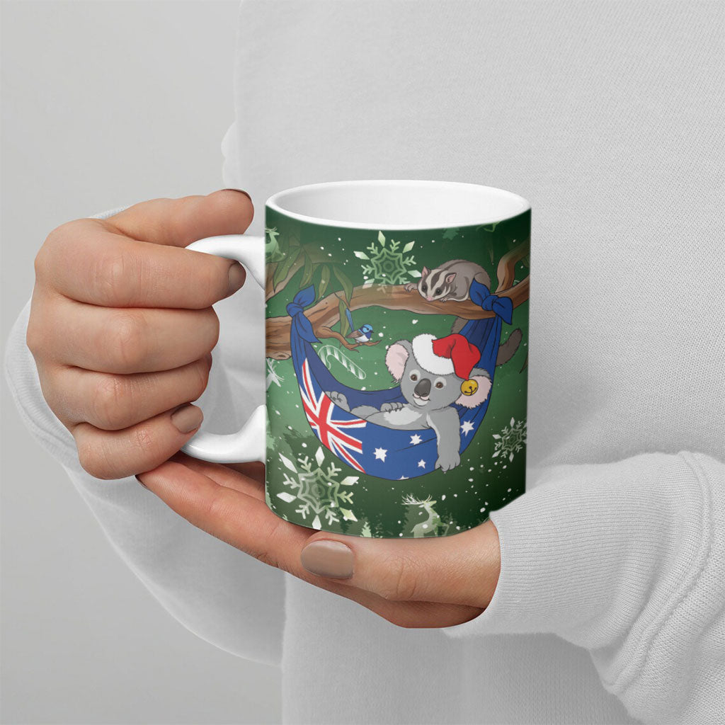 Aussie Festive Koala Christmas Ceramic Mug Koala-ty Time Flag Hammock Green Style