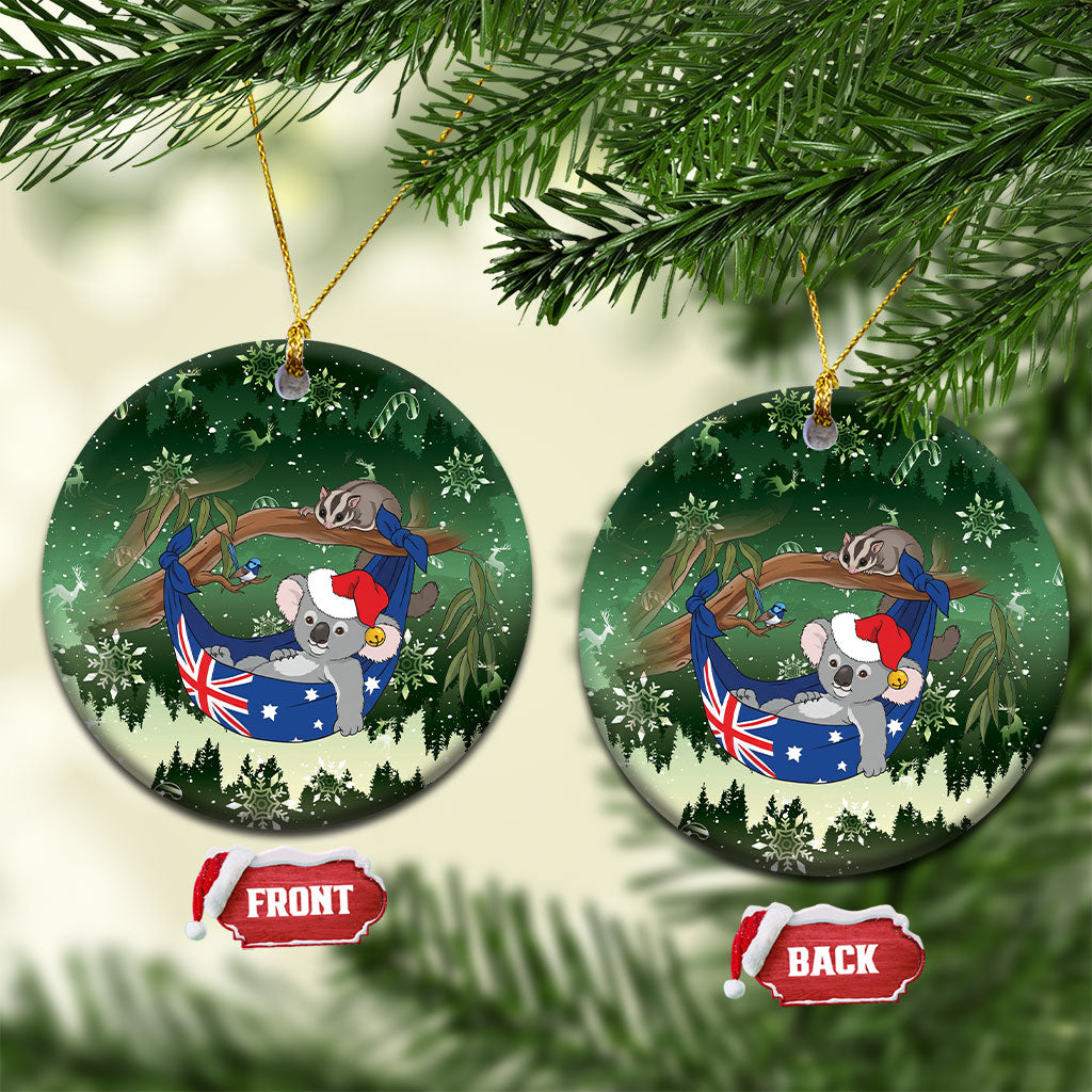 Aussie Festive Koala Christmas Ceramic Ornament Koala-ty Time Flag Hammock Green Style