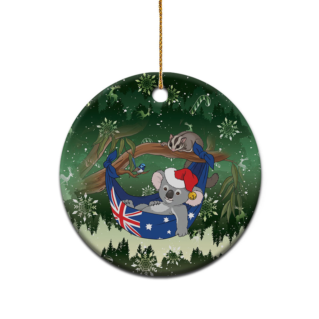 Aussie Festive Koala Christmas Ceramic Ornament Koala-ty Time Flag Hammock Green Style