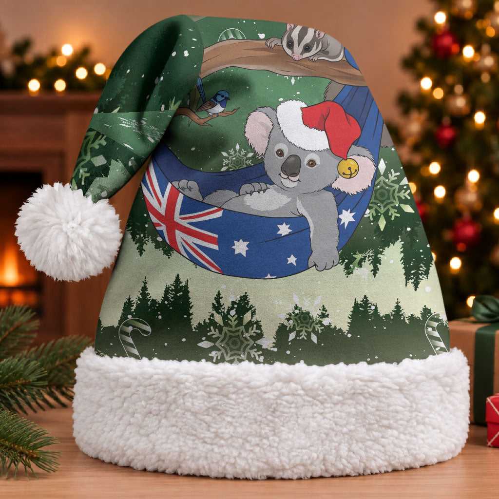 Aussie Festive Koala Christmas Santa Hat Koala-ty Time Flag Hammock Green Style