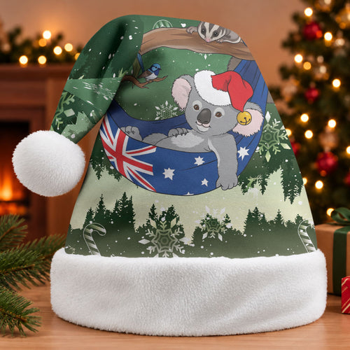 Aussie Festive Koala Christmas Santa Hat Koala-ty Time Flag Hammock Green Style