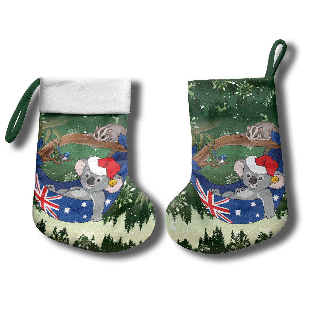 Aussie Festive Koala Christmas Stocking Koala-ty Time Flag Hammock Green Style