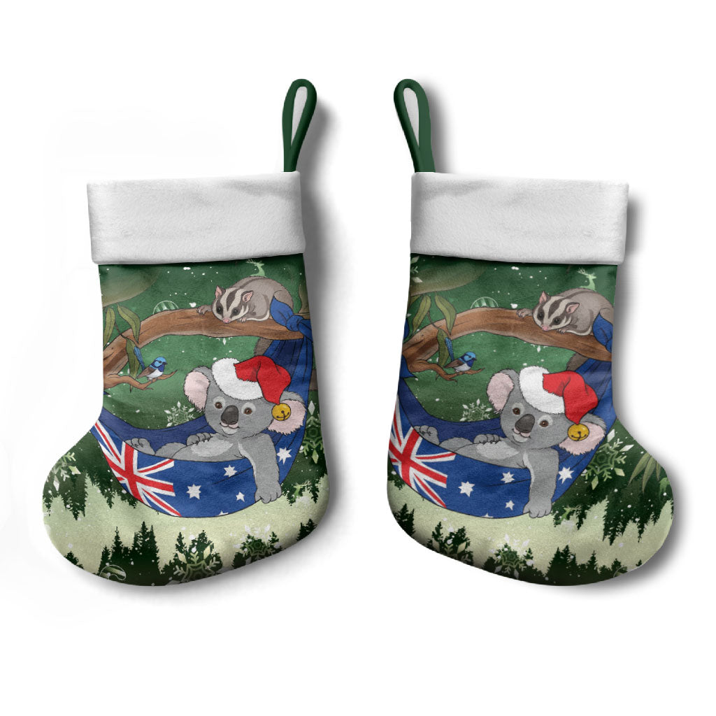 Aussie Festive Koala Christmas Stocking Koala-ty Time Flag Hammock Green Style