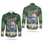 Aussie Festive Koala Christmas Couples Matching Off Shoulder Short Dress and Long Sleeve Button Shirt Koala-ty Time Flag Hammock Green Style