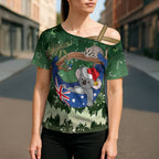 Aussie Festive Koala Christmas Cross Shoulder Shirt Koala-ty Time Flag Hammock Green Style
