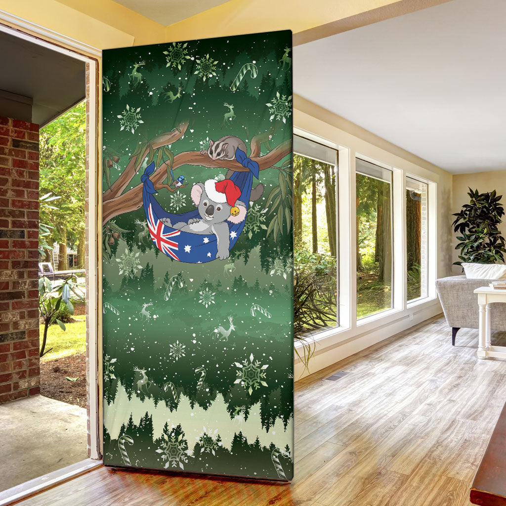 Aussie Festive Koala Christmas Door Cover Koala-ty Time Flag Hammock Green Style