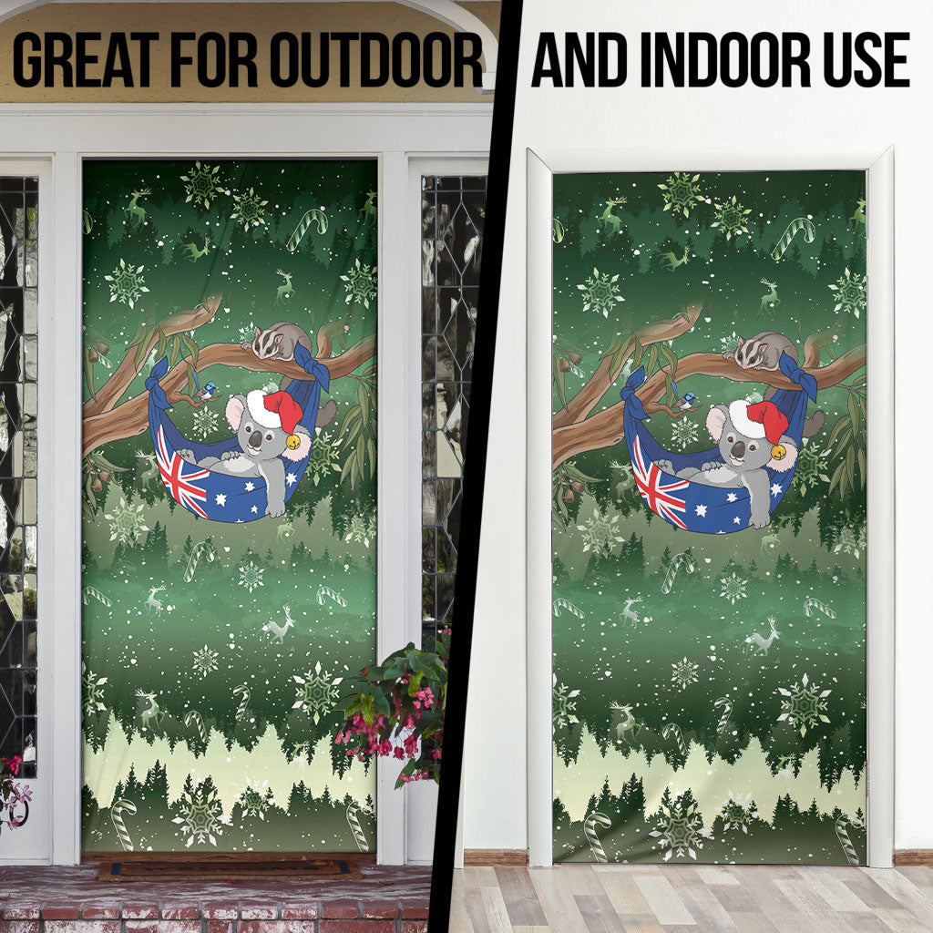 Aussie Festive Koala Christmas Door Cover Koala-ty Time Flag Hammock Green Style