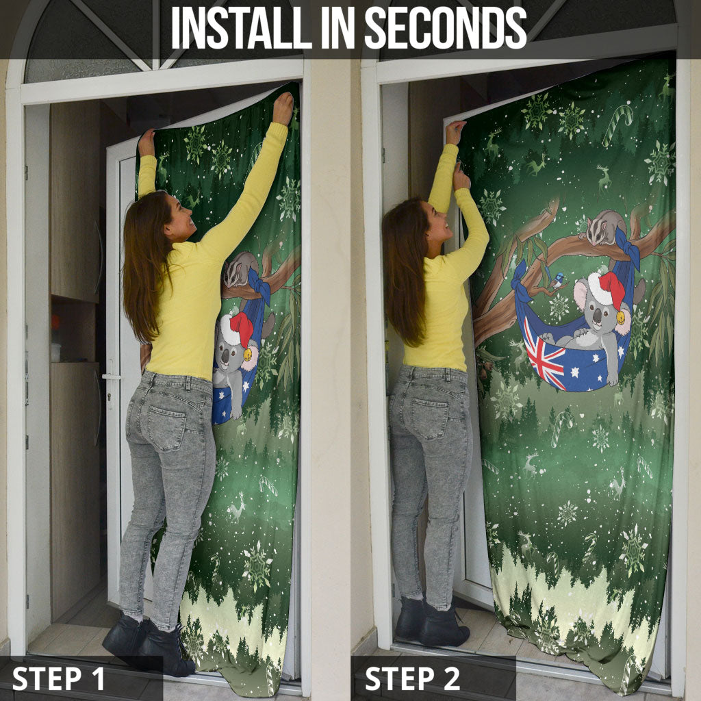 Aussie Festive Koala Christmas Door Cover Koala-ty Time Flag Hammock Green Style
