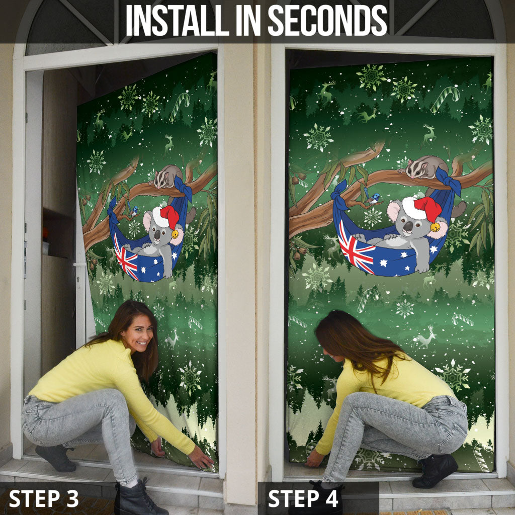 Aussie Festive Koala Christmas Door Cover Koala-ty Time Flag Hammock Green Style