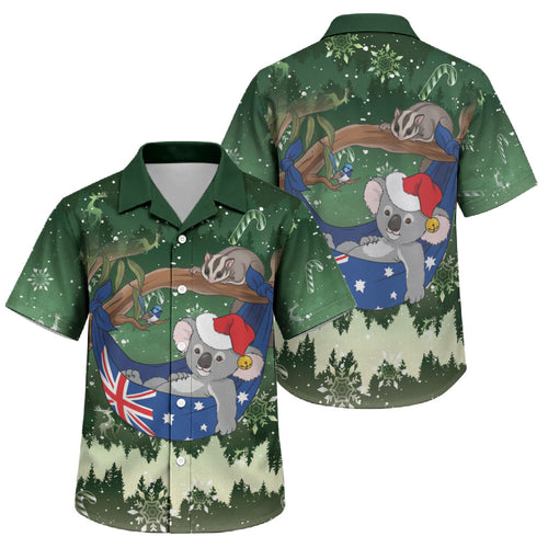 Aussie Festive Koala Christmas Family Matching Mermaid Dress and Hawaiian Shirt Koala-ty Time Flag Hammock Green Style
