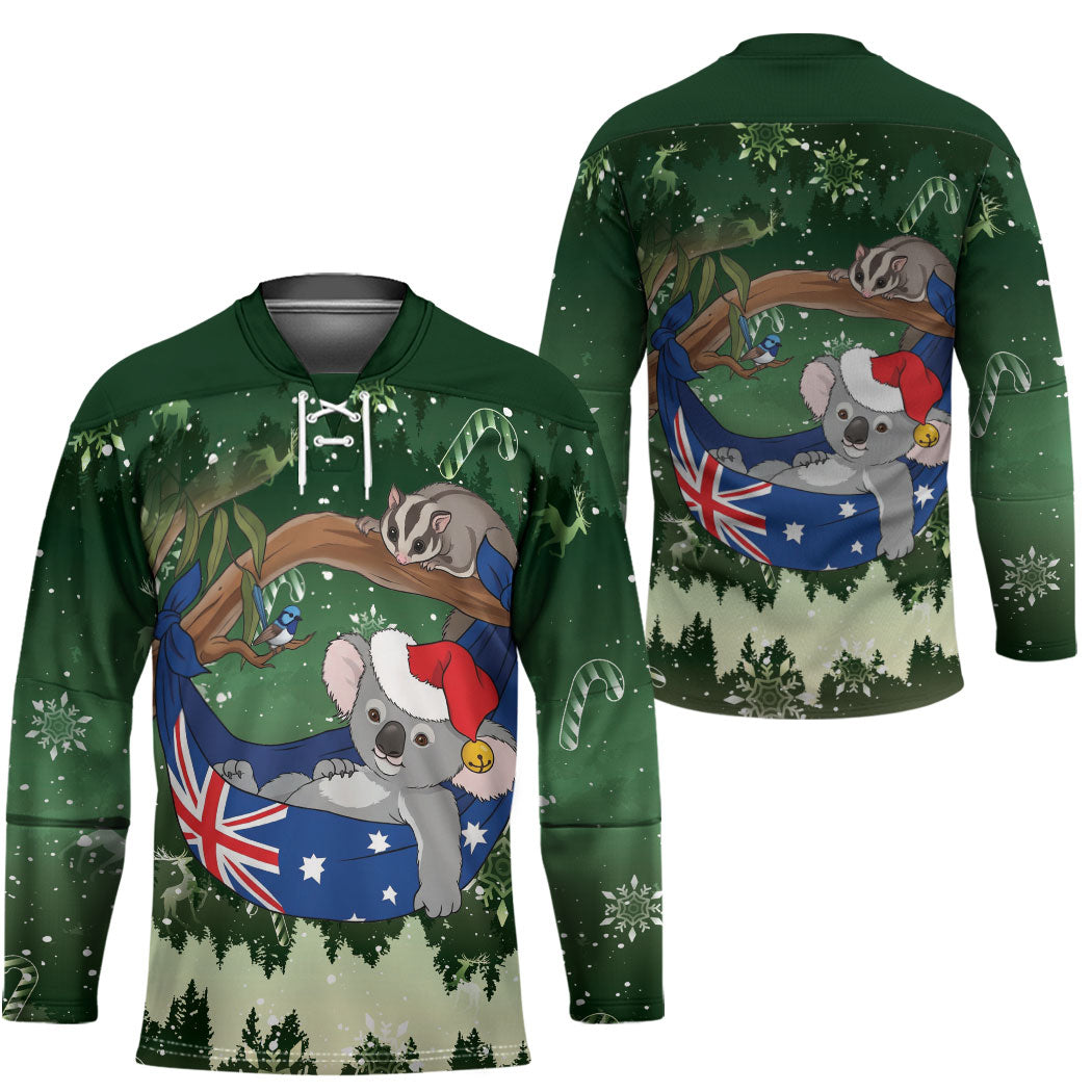 Aussie Festive Koala Christmas Hockey Jersey Koala-ty Time Flag Hammock Green Style