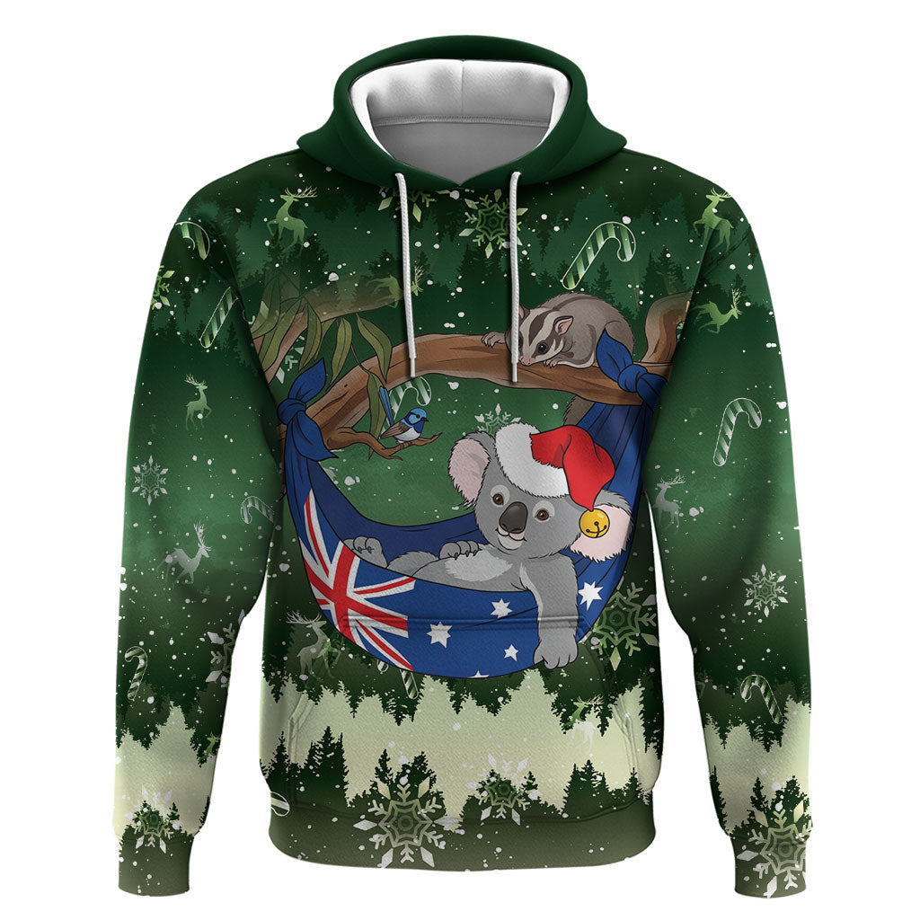 Aussie Festive Koala Christmas Hoodie Koala-ty Time Flag Hammock Green Style