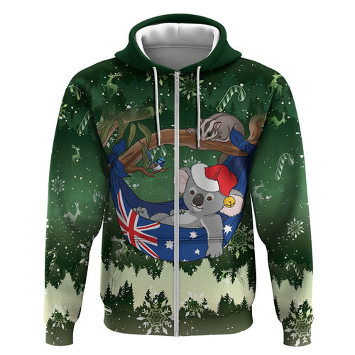 Aussie Festive Koala Christmas Hoodie Koala-ty Time Flag Hammock Green Style