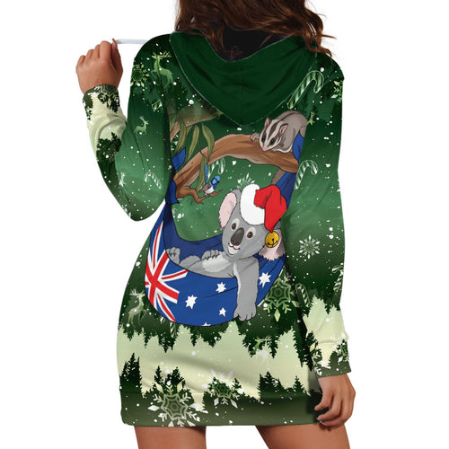 Aussie Festive Koala Christmas Hoodie Dress Koala-ty Time Flag Hammock Green Style