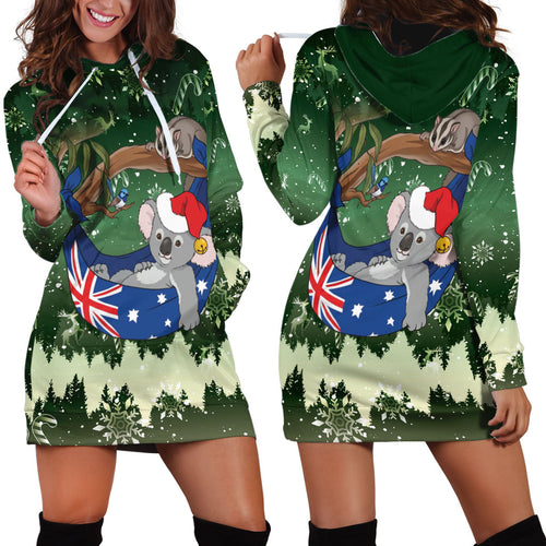 Aussie Festive Koala Christmas Hoodie Dress Koala-ty Time Flag Hammock Green Style