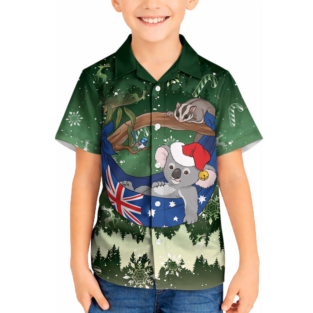 Aussie Festive Koala Christmas Kid Hawaiian Shirt Koala-ty Time Flag Hammock Green Style