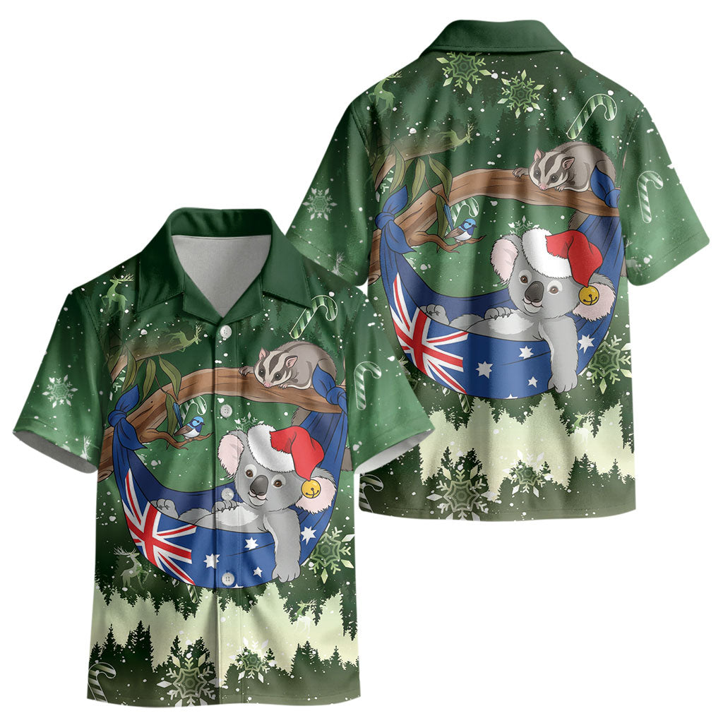 Aussie Festive Koala Christmas Kid Hawaiian Shirt Koala-ty Time Flag Hammock Green Style