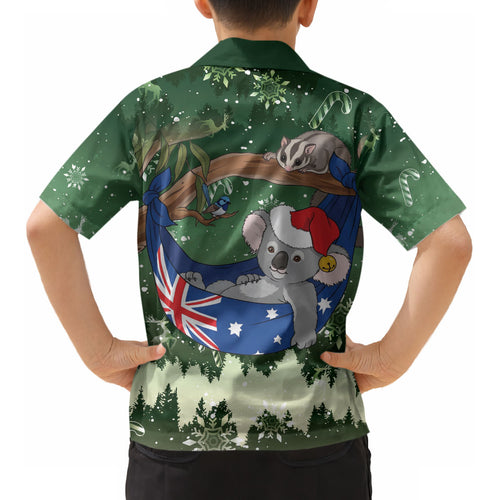 Aussie Festive Koala Christmas Kid Hawaiian Shirt Koala-ty Time Flag Hammock Green Style