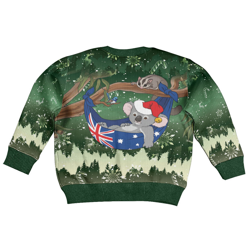 Aussie Festive Koala Christmas Kid Ugly Christmas Sweater Koala-ty Time Flag Hammock Green Style