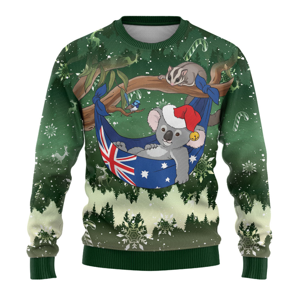 Aussie Festive Koala Christmas Ugly Christmas Sweater Koala-ty Time Flag Hammock Green Style