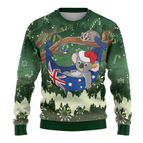 Aussie Festive Koala Christmas Ugly Christmas Sweater Koala-ty Time Flag Hammock Green Style