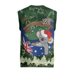 Aussie Festive Koala Christmas Knitted V-Neck Vest Koala-ty Time Flag Hammock Green Style