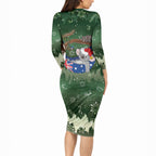 Aussie Festive Koala Christmas Long Sleeve Bodycon Dress Koala-ty Time Flag Hammock Green Style