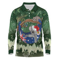 Aussie Festive Koala Christmas Long Sleeve Polo Shirt Koala-ty Time Flag Hammock Green Style