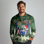 Aussie Festive Koala Christmas Long Sleeve Polo Shirt Koala-ty Time Flag Hammock Green Style