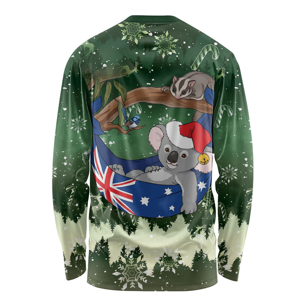Aussie Festive Koala Christmas Long Sleeve Shirt Koala-ty Time Flag Hammock Green Style