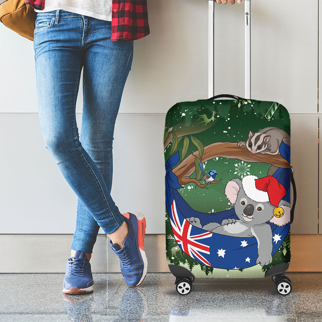 Aussie Festive Koala Christmas Luggage Cover Koala-ty Time Flag Hammock Green Style