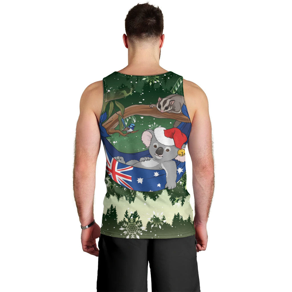 Aussie Festive Koala Christmas Men Tank Top Koala-ty Time Flag Hammock Green Style