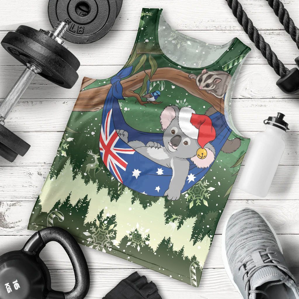 Aussie Festive Koala Christmas Men Tank Top Koala-ty Time Flag Hammock Green Style