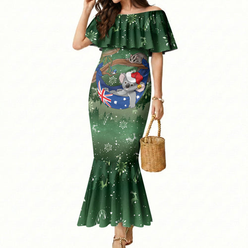 Aussie Festive Koala Christmas Mermaid Dress Koala-ty Time Flag Hammock Green Style