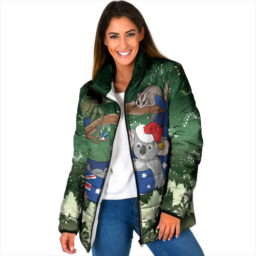 Aussie Festive Koala Christmas Padded Jacket Koala-ty Time Flag Hammock Green Style