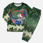 Aussie Festive Koala Christmas Pajama Set Koala-ty Time Flag Hammock Green Style