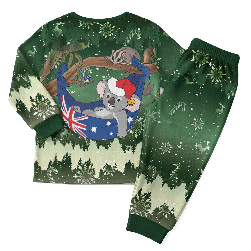 Aussie Festive Koala Christmas Pajama Set Koala-ty Time Flag Hammock Green Style